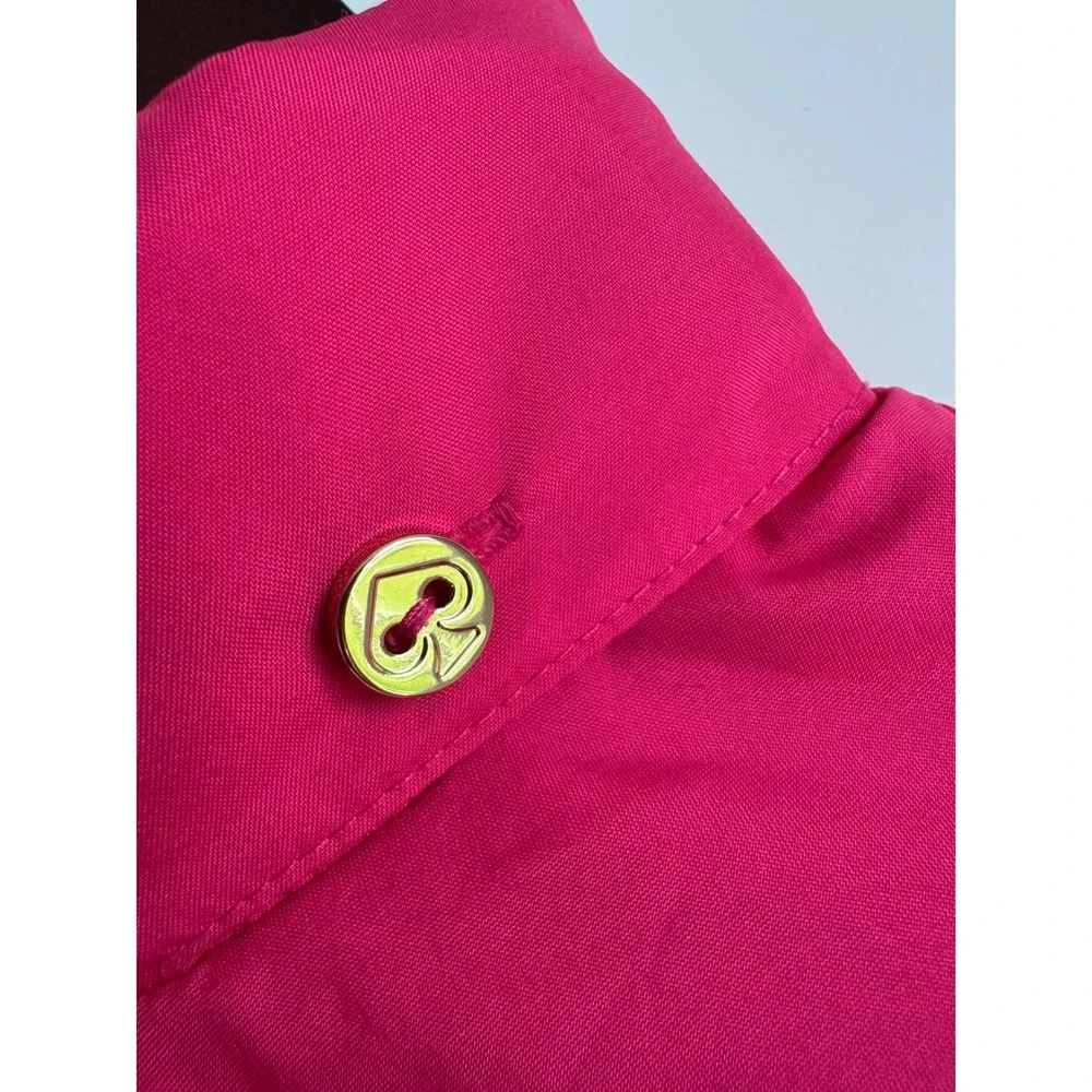 Kate Spade Girls Hot Pink Peplum Jacket Bow Rain Hooded Girls 10 Preppy Chic lux
